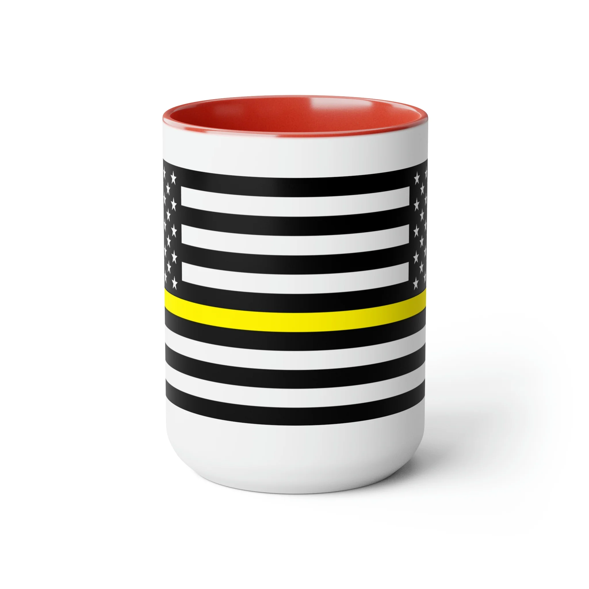 Two-Tone Thin Yellow Line Flag Coffee Mugs, 15oz - Image 22