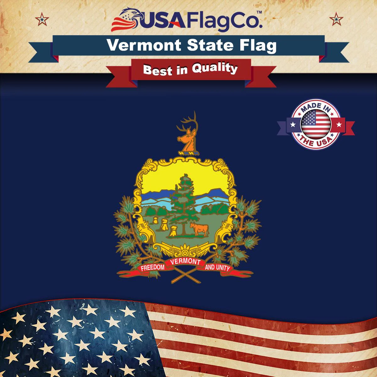Vermont State Flag Made in USA – Heavy Duty Nylon