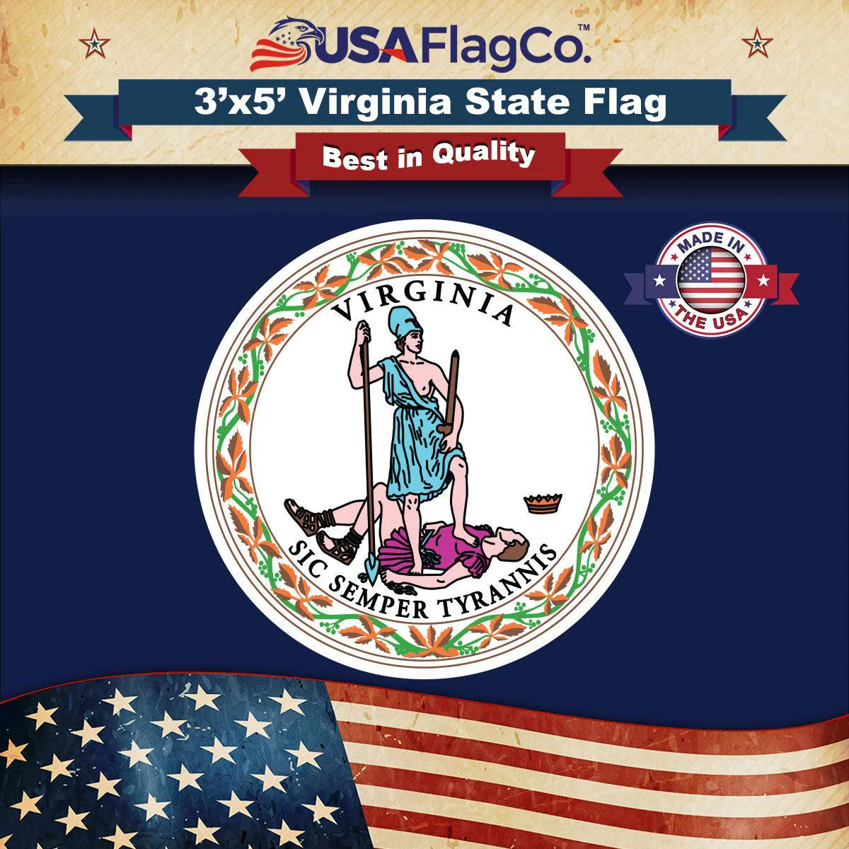 Virginia State Flag Made in USA – Heavy Duty Nylon