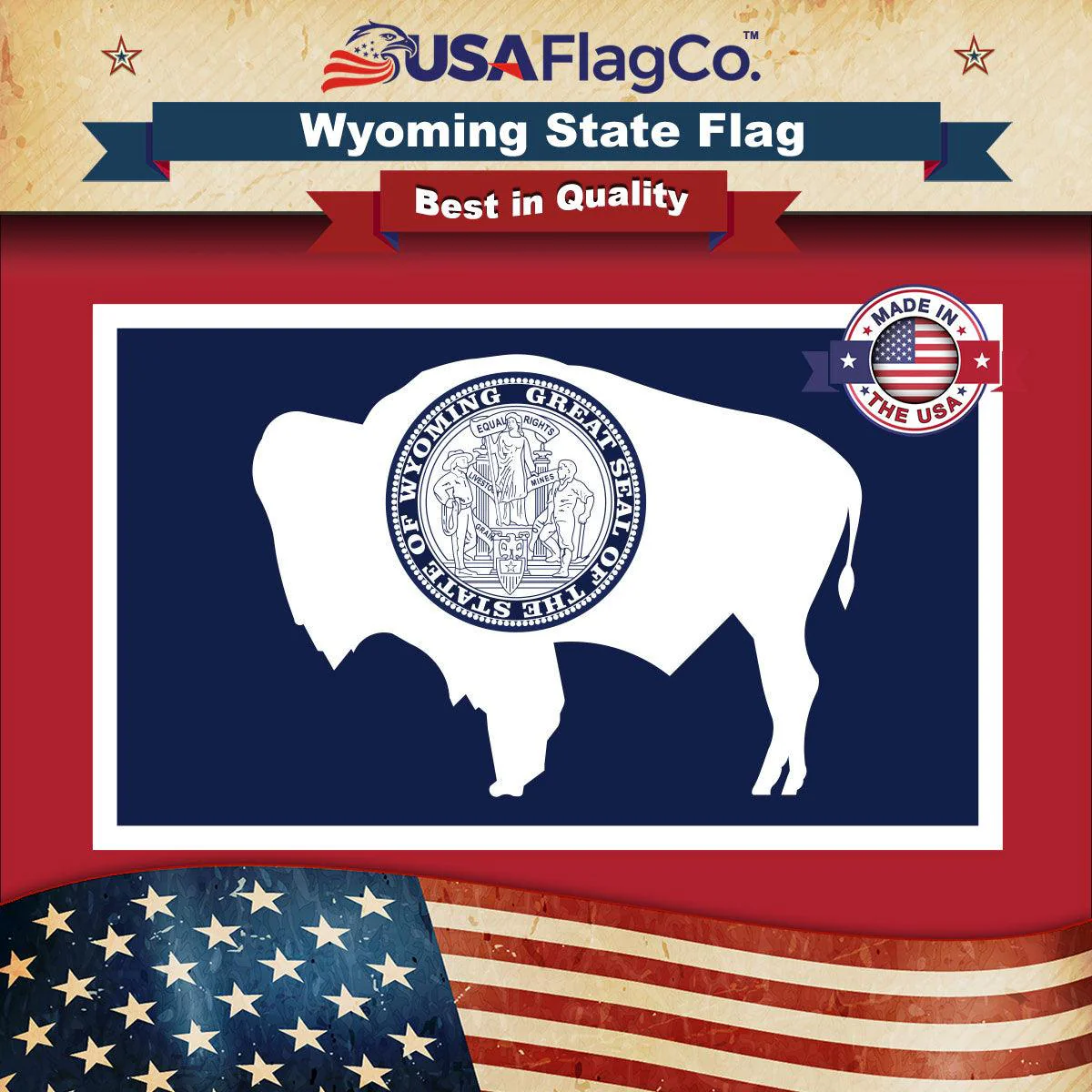 Wyoming State Flag Made in USA – Heavy Duty Nylon